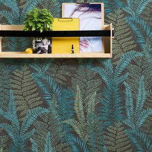 Famous-Garden-Tropical-Fern-Black-Aqua-Wallpaper-by-AS-Creation-39347-3