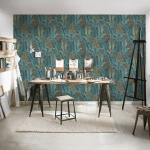 Famous-Garden-Tropical-Fern-Black-Aqua-Wallpaper-by-AS-Creation-39347-3