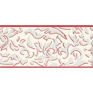 Only Borders 9 Scroll Red / Grey Border By AS Creation 96207-1