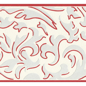 Only Borders 9 Scroll Red / Grey Border By AS Creation 96207-1