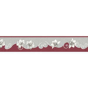 Only Borders Floral Narrow Red / Grey Border by AS Creation 96211-2