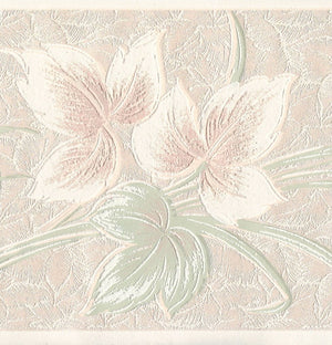 Rosanne Leaves Peach / Green Vinyl Border by Vymura 19-712