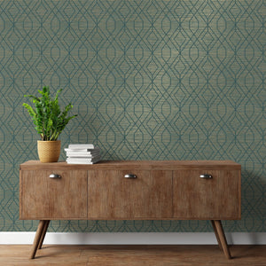Fusion-Grasscloth-Trellis-Wallpaper-Teal-by-Crown-M1773