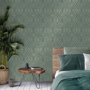Fusion-Grasscloth-Trellis-Wallpaper-Teal-by-Crown-M1773