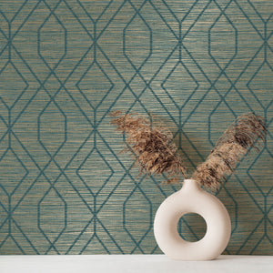 Fusion-Grasscloth-Trellis-Wallpaper-Teal-by-Crown-M1773