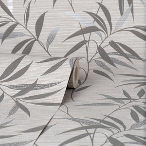 Fusion-Grasscloth-Leaf-Trail-Wallpaper-Soft-Grey-by-Crown-M1771