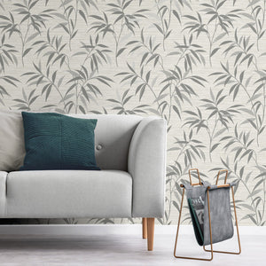 Fusion-Grasscloth-Leaf-Trail-Wallpaper-Soft-Grey-by-Crown-M1771