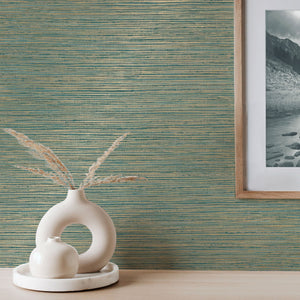 Fusion-Grasscloth-Plain-Texture-Wallpaper-Teal-by-Crown-M1768