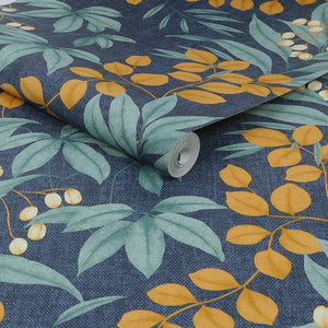 Persephone-Navy-Ochre-Wallpaper-by-Superfresco-Easy-122413