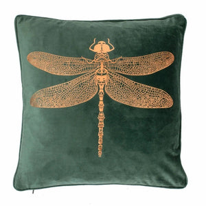 Dennis Copper Dragonfly Velvet 43cm Square Cushion from Malini