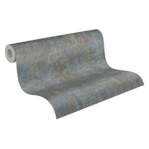 Stories-Of-Life-Concrete-Texture-Blue-Gold-Wallpaper-by-AS-Creation-39670-1