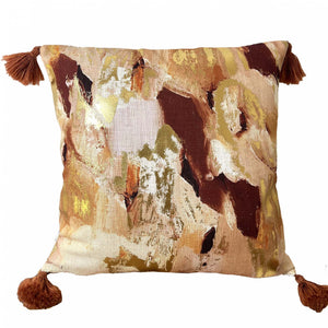 Vision Abstract Terra 43cm Square Tasselled Cushion from Malini