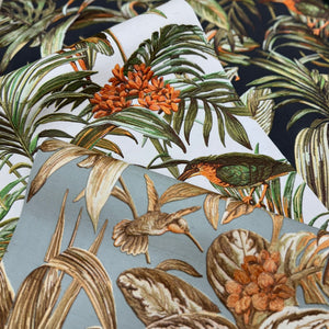 Embellish-Wallstitch-Birds-of-Paradise-Green-Orange-Gold-Wallpaper-by-design-id-DE120013