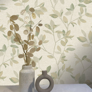 Silver-Birch-Leaf-Textured-Wallpaper-Gold-Green-by-The-Design-Library-311433
