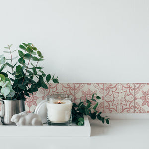 Only Borders 10 Tile White / Red Self Adhesive Border 3651-62