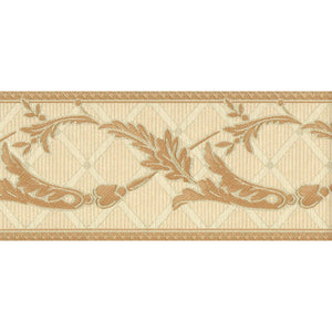 Eleganza III Embroidered Trellis Scroll Border Cream / Gold by Belgravia 87164