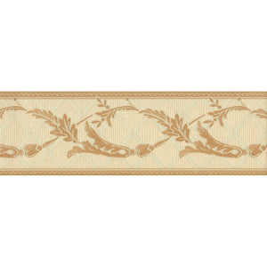 Eleganza III Embroidered Trellis Scroll Border Cream / Gold by Belgravia 87164