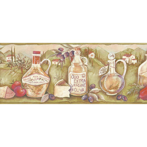 Kitchen Style Olive Oil Wallpaper Border by Galerie KK79378