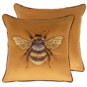Bertie Embroidered Bee Velvet 45cm Square Cushion from Malini