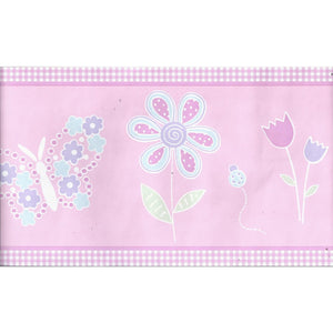 Butterfly and Flowers Pink Border By Holmes 134-41