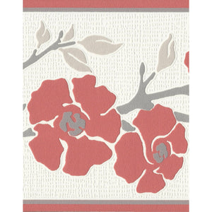 Only Borders Floral Branch Red / Grey Self Adhesive Border by AS Creation 3843-24