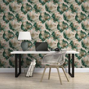 Elysian-Floral-Coral-Teal-Wallpaper-by-Muriva-212505