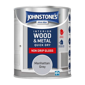 Manhattan Grey Quick Dry Gloss - Johnstones Interior Wood &amp; Metal Paint