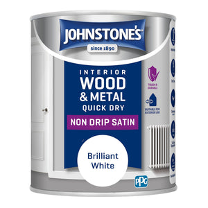 Brilliant White Quick Dry Satin - Johnstones Interior Wood & Metal Paint