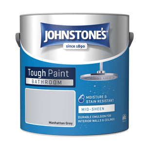 Manhattan Grey Soft Sheen Emulsion - Johnstones Bathroom Mid Sheen Wall and Ceiling Paint