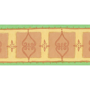 Scrollwork Motifs Peach / Yellow Border by Fine Decor B5825