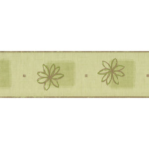 Batik Floral Green Embossed Border by Novo 21106