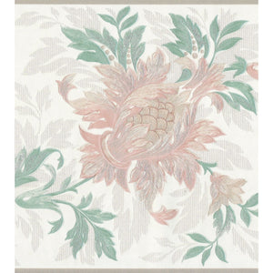 Floral Peach/Green Vinyl Border by Crown 51594