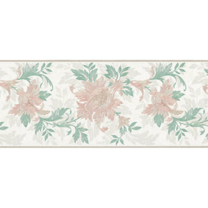 Floral Peach/Green Vinyl Border by Crown 51594
