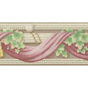 Vines Mouldings & Swags Pink / Beige Border by Holden 29157