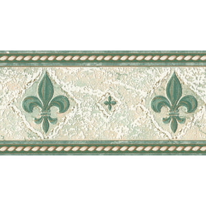 Fleur De Lys Green Blown Vinyl Border by Country Decor 4205B
