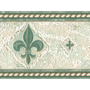 Fleur De Lys Green Blown Vinyl Border by Country Decor 4205B