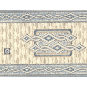 Norse Motifs Blue / Cream Textured Border by Rasch 522105