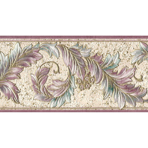 Acanthus Scroll Pink / Gold Blown Vinyl Border by Country Decor 4201B