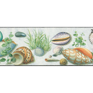 Seashell Motifs Multi Colour Contoured Border by Rasch 405804
