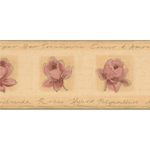 Romantic Rose Bloom Motif Peach / Red Border by Zen 4742