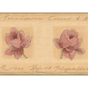 Romantic Rose Bloom Motif Peach / Red Border by Zen 4742