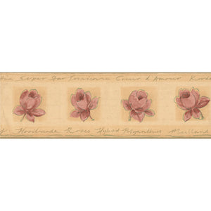 Romantic Rose Bloom Motif Peach / Red Border by Zen 4742