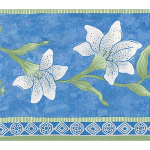 Stargazer Lily Bloom Trail Blue Border by Lutece 11983811