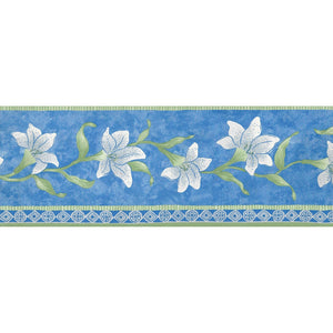 Stargazer Lily Bloom Trail Blue Border by Lutece 11983811