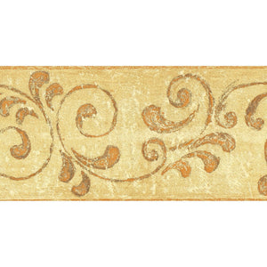 Illusions C Scroll Trail Yellow / Orange Border by Country Decor 3854B