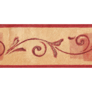 Be Happy Scroll & Squares Yellow / Red Border by Rasch 871449
