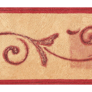 Be Happy Scroll & Squares Yellow / Red Border by Rasch 871449