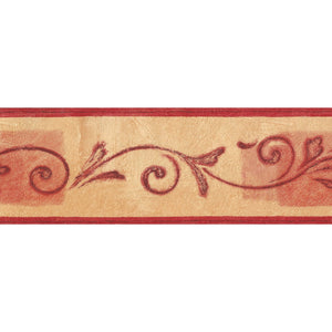 Be Happy Scroll & Squares Yellow / Red Border by Rasch 871449