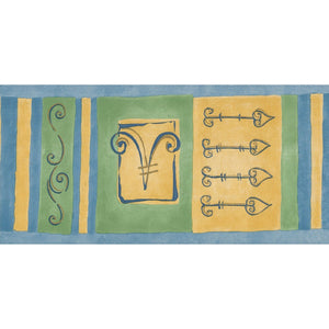Max Retro Scroll Blue / Green / Yellow Border by Coloroll 375869
