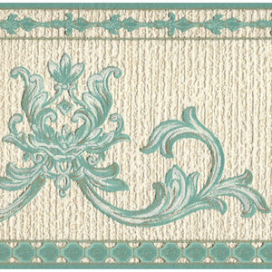 Davina Acanthus Motif Green / Cream Blown Vinyl Border by Rasch 529128